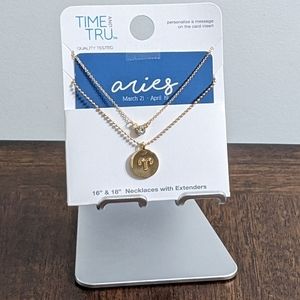Women's Aries Zodiac Sign Necklace Set, 2 Piece, Gold Tone, NEW